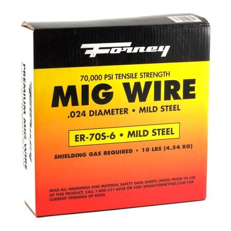 Forney® ER70S-6 Mild Steel Solid MIG Welding Wire - .024 - 10 LBS. Spool